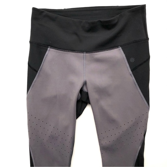 Athleta Stealth Trucool Leggings Gray Black Perforated Tights - Picture 5 of 12